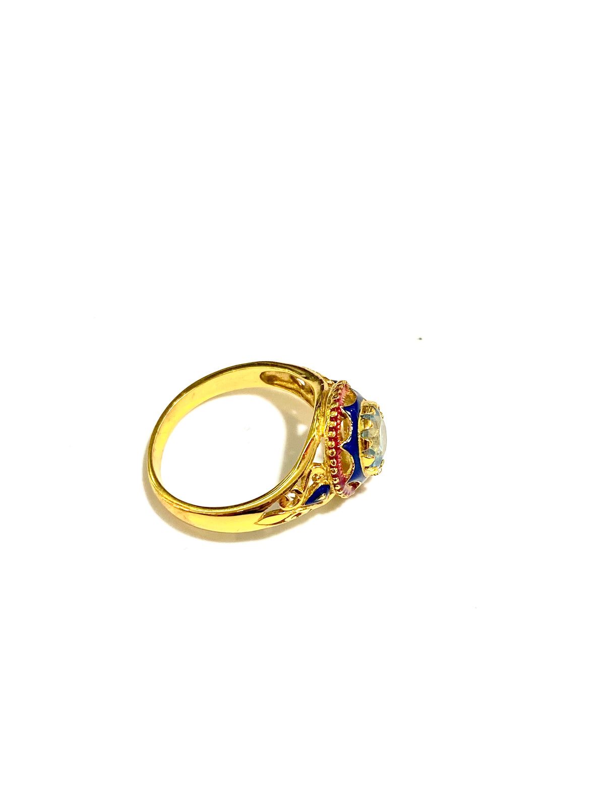 Brass Enamel and Gemstone Ring