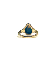 9ct Gold Black Opal Pear Shaped Ring