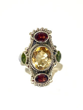 Sterling Silver Citrine, Garnet and Peridot Ring