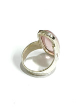 Rectangle Cabochon Rose Quartz Sterling Silver Cocktail Ring