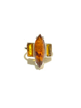 Sterling Silver Three Stone Honey Amber Ring