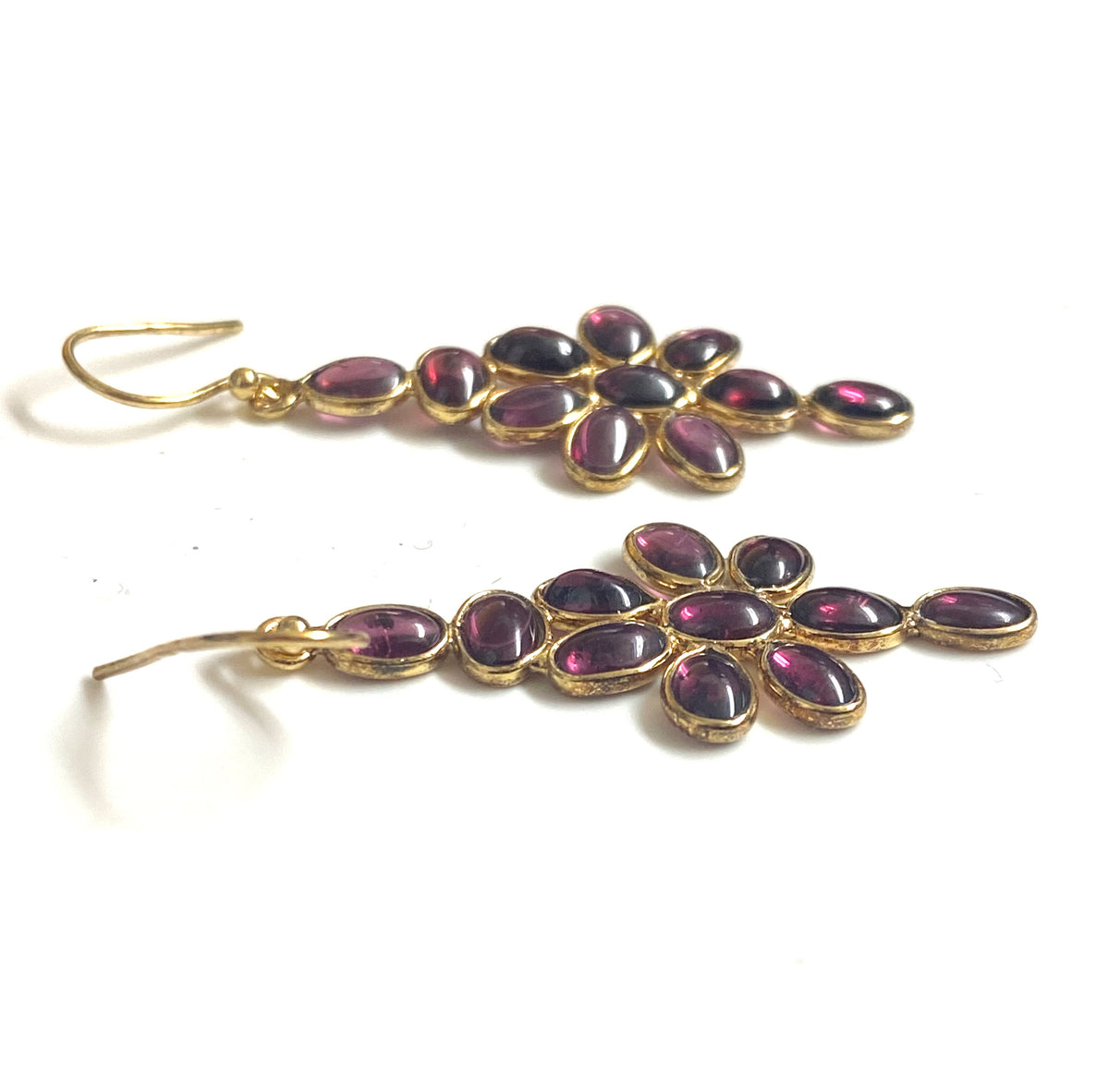 Sterling Silver Gold Plate Cabochon Drop Earrings