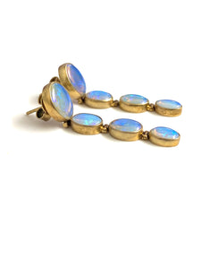 Sterling Silver Gold Plate Solid Opal Drop Earrings