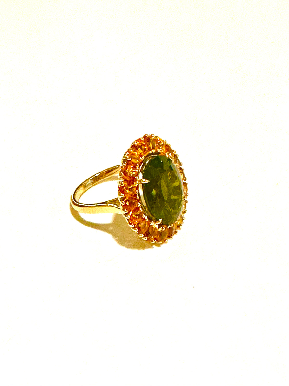 9ct yellow Gold Citrine and Oval  Tourmaline Oval ring