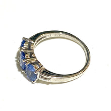 9ct White Gold Ceylon Sapphire and Diamond Trilogy Ring
