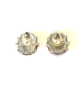 Sterling Silver and Enamel Lady Bird Stud Earrings