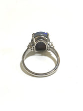 9ct White Gold 4.7ct Solid Black Opal and Diamond Ring