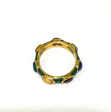 Gemstone and Green Enamel Ring