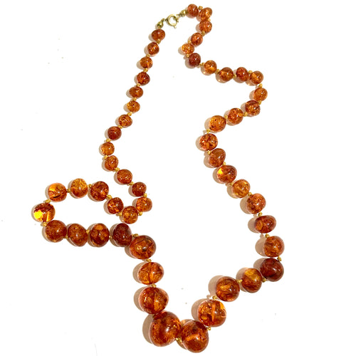 Round Amber Beaded Necklace