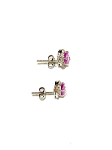 Pink Sapphire and Diamond Stud Earrings