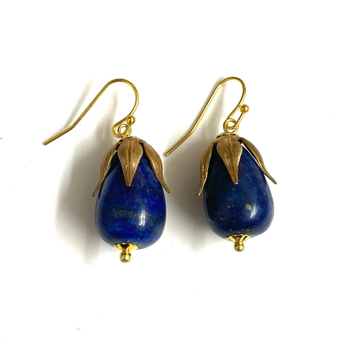 Sterling Silver Gold Plate Lapis Lazuli Earrings