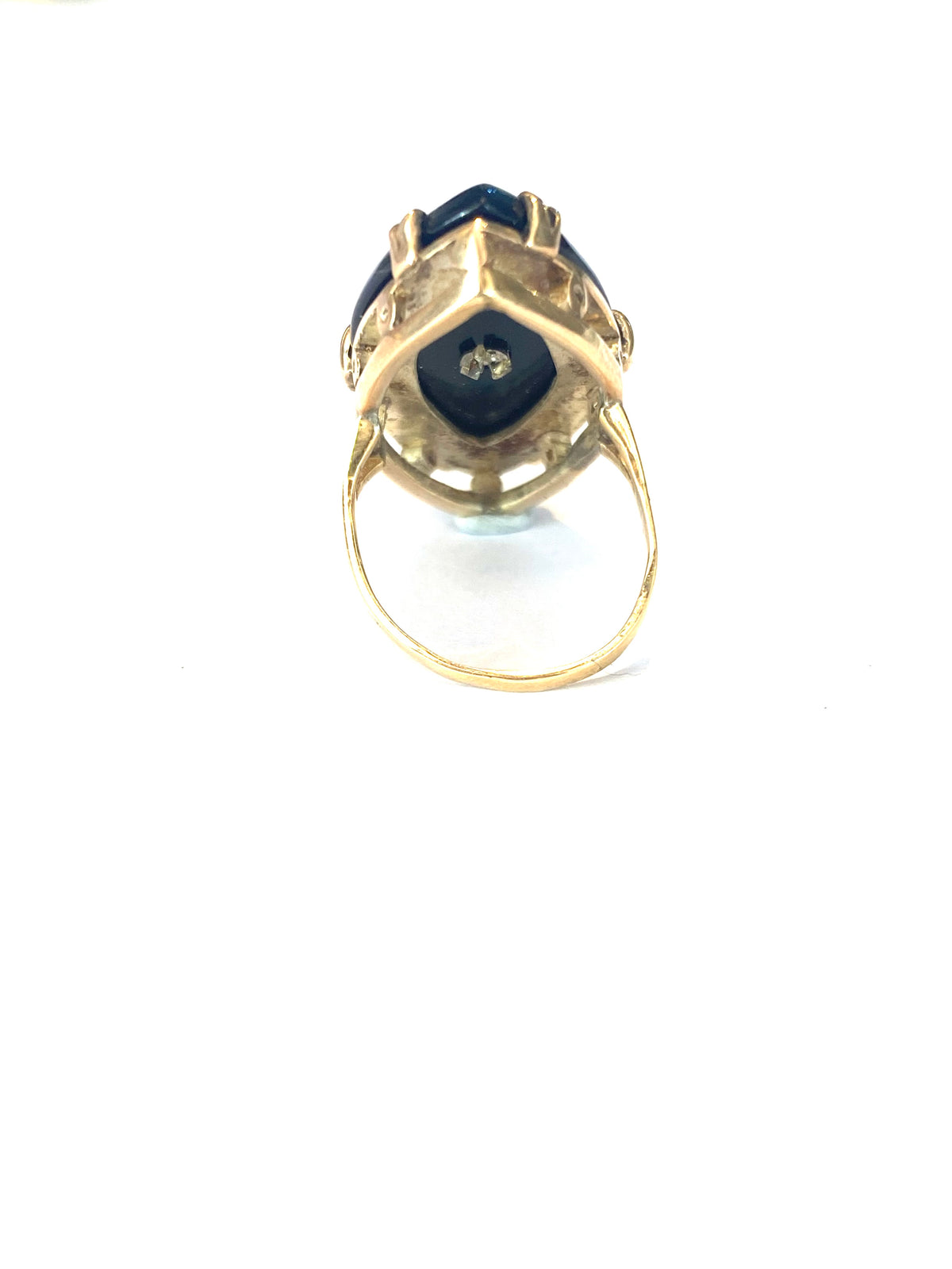 9ct Gold Rounded Onyx and Diamond Ring