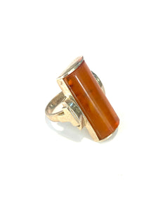 Sterling Silver Rectangular Amber Ring