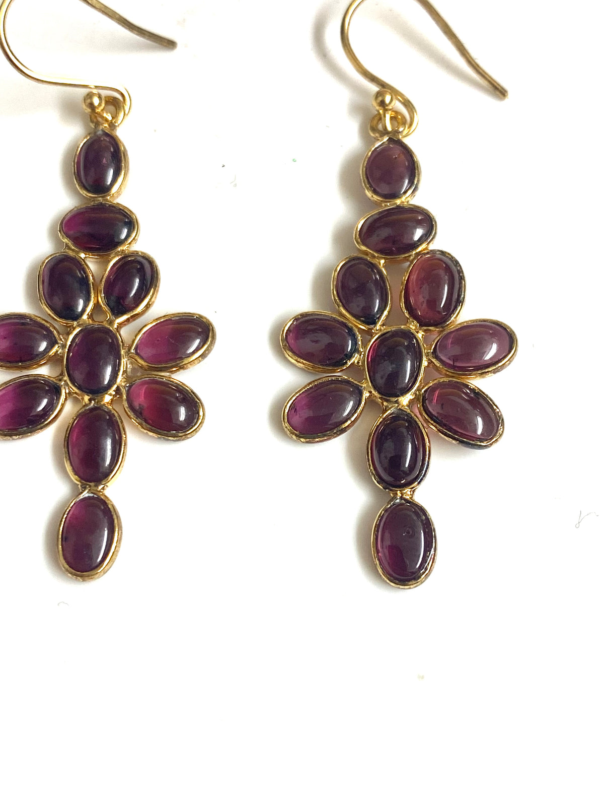 Sterling Silver Gold Plate Cabochon Drop Earrings