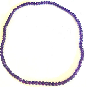 Elasticated Amethyst Round Beaded Necklace