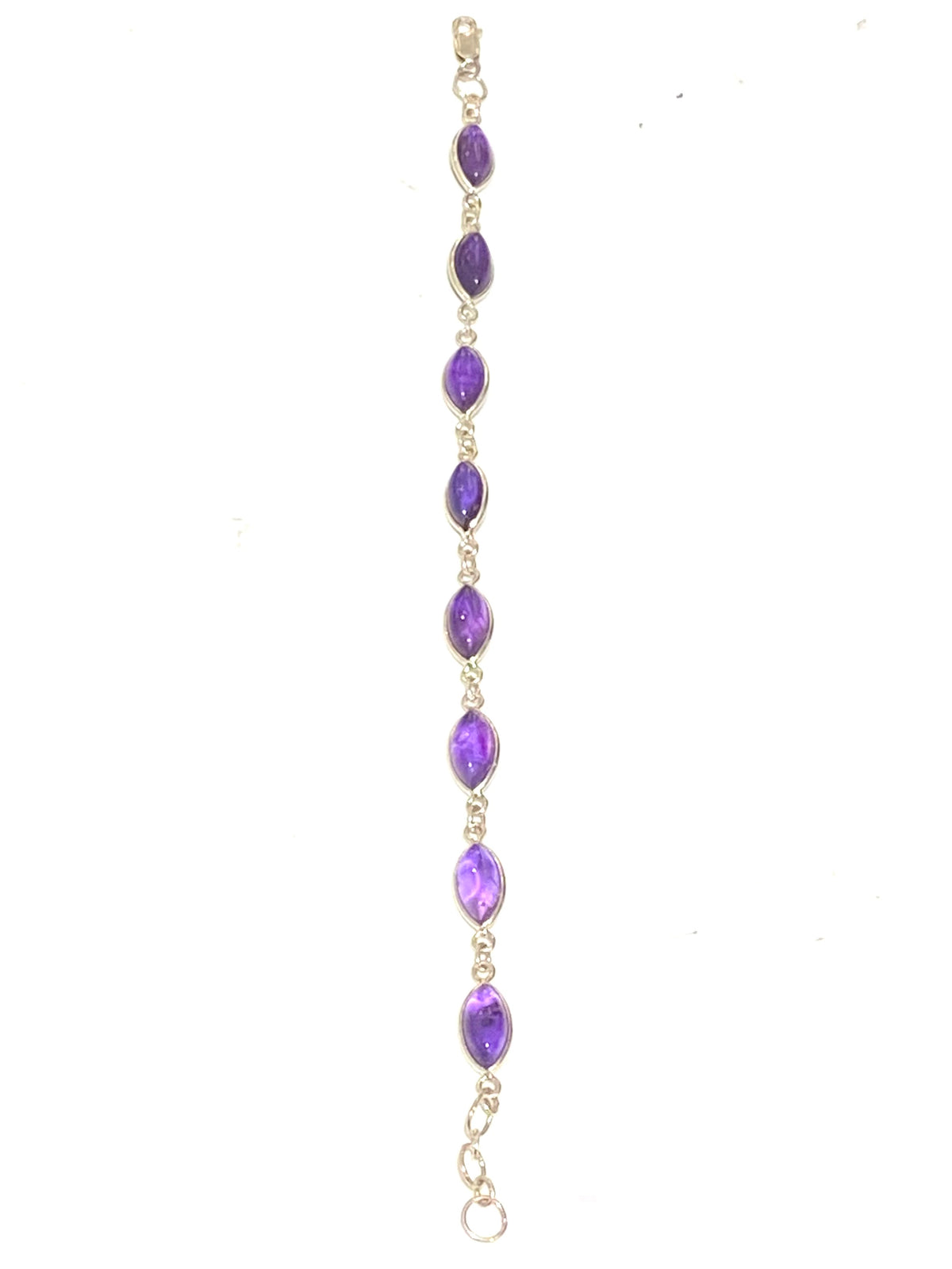 Sterling Silver Oval Amethyst Bracelet