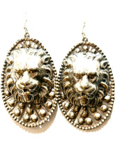 Sterling Silver Large Lion Head Earrings