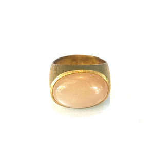 Sterling Silver Gold Plate Pink Moonstone Ring
