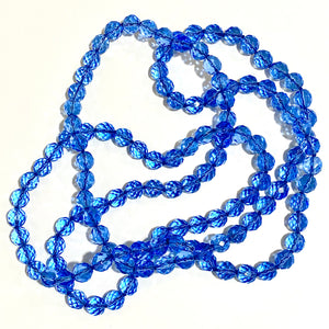 Vintage Czech Blue Faceted Crystal Necklace