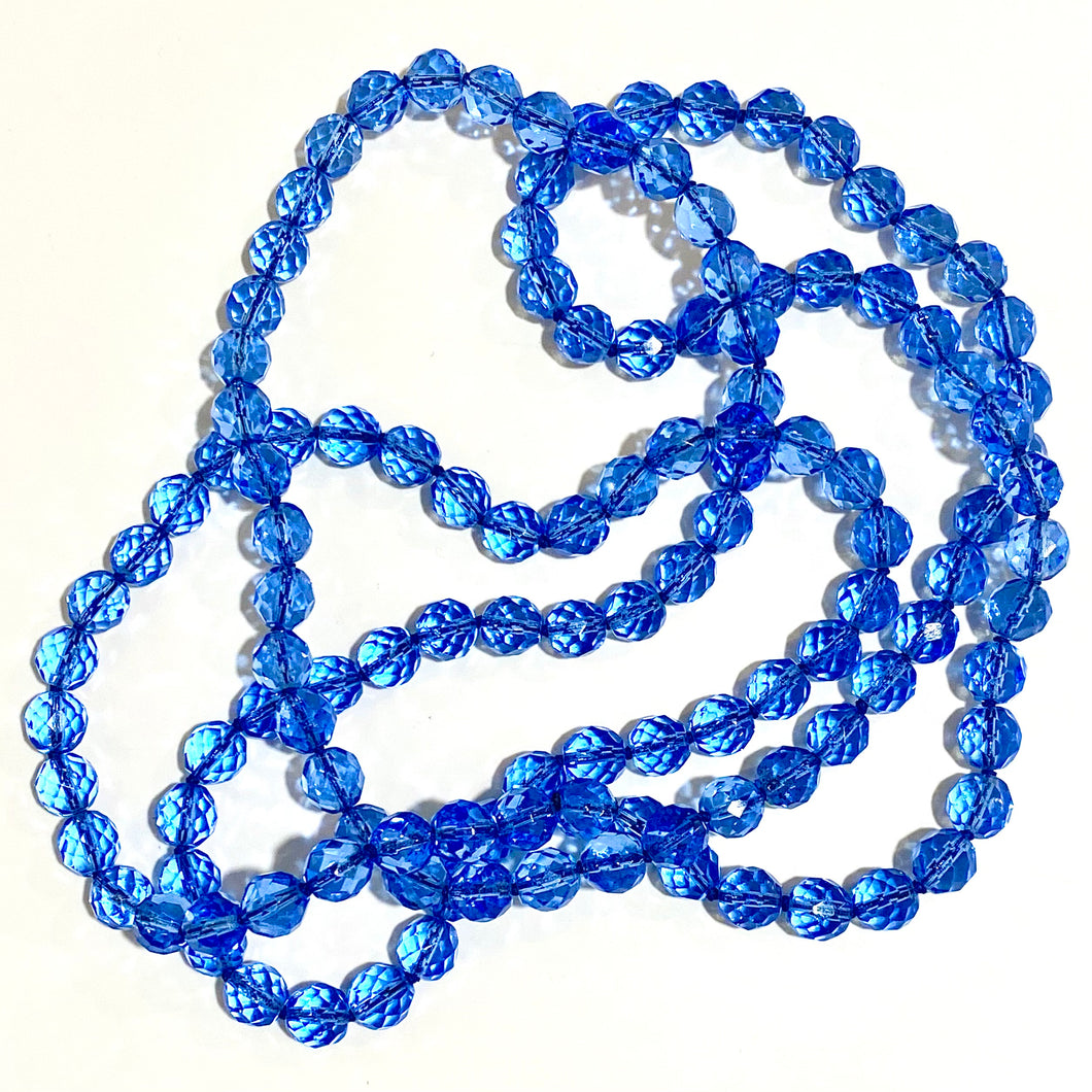 Vintage Czech Blue Faceted Crystal Necklace
