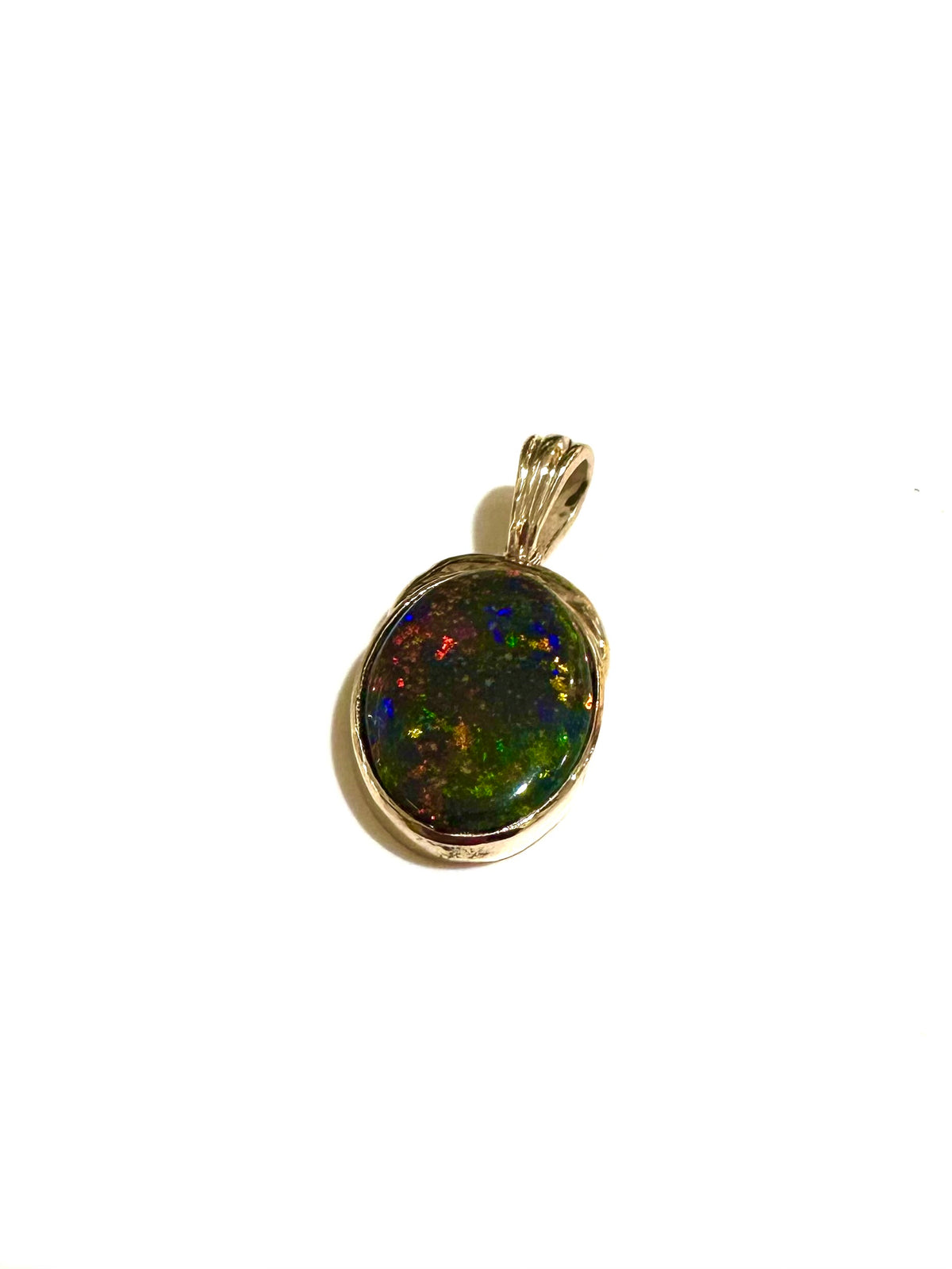 Small 9ct Yellow Gold Black Opal Pendant