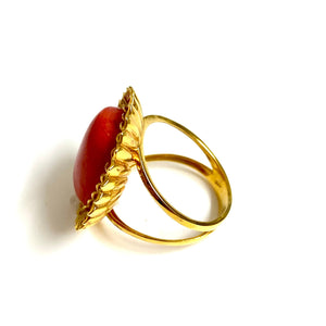 18ct Yellow Gold Coral Ring Flower Design