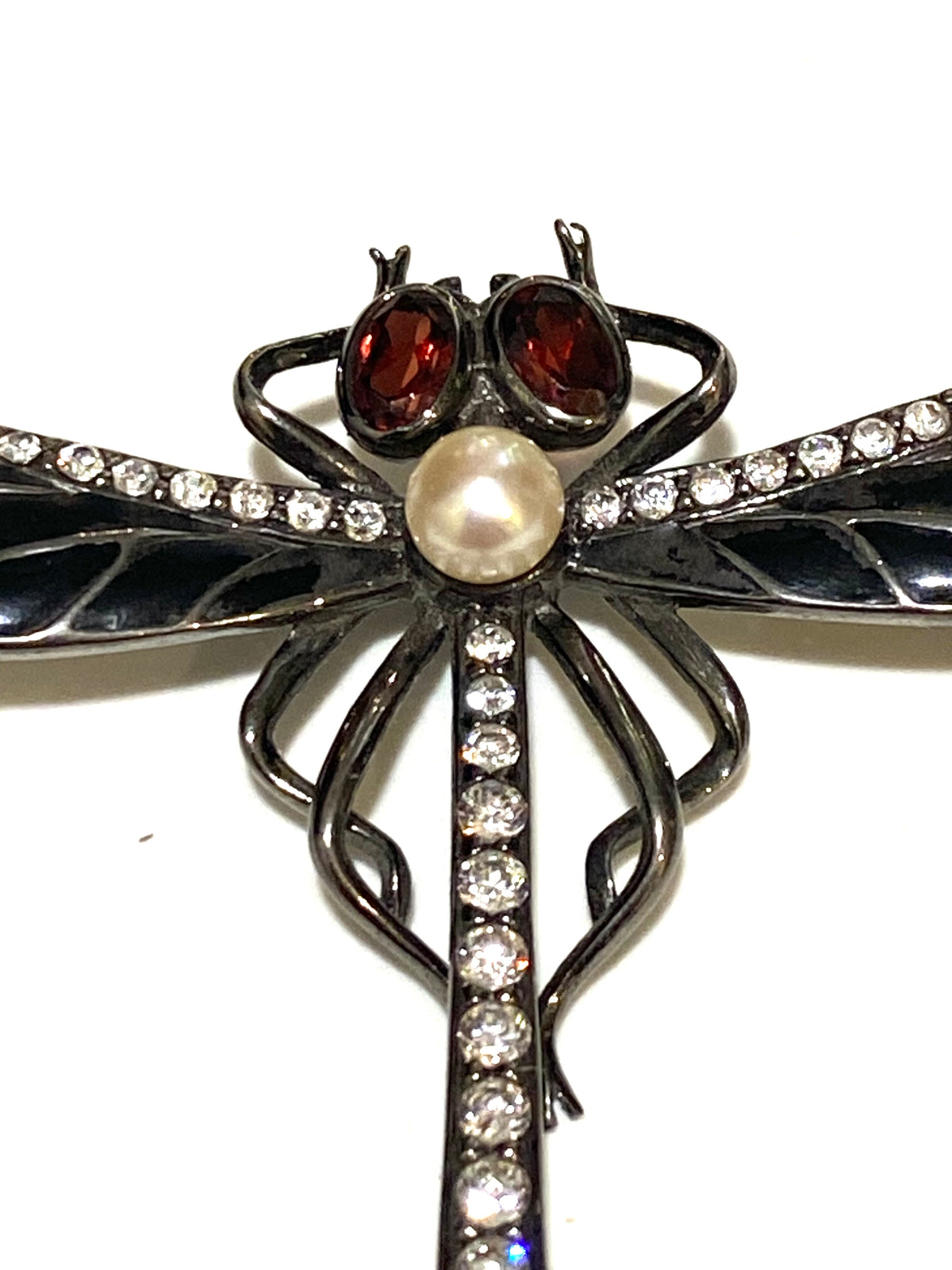 Sterling Silver Rhodium Plated Dragonfly Brooch