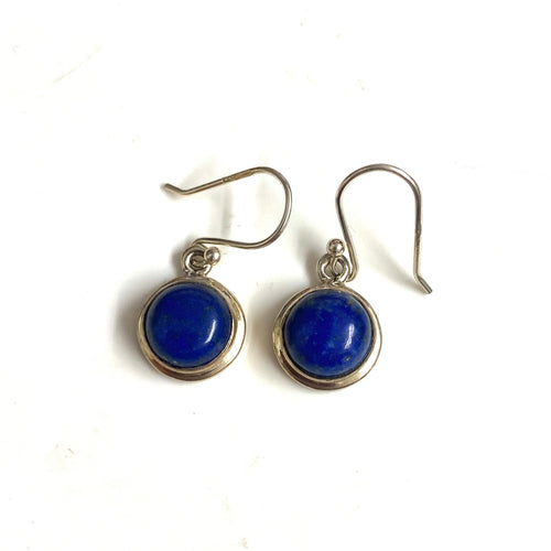 Round Lapis Lazuli and Sterling Silver Earrings