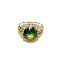 18ct Gold 4ct Round Faceted Parti Coloured Sapphire Ring