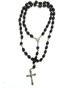 Wooden Beaded Rosary with Sterling Silver Cross