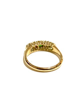 15ct Gold Diamond & Tsavorite Garnet Bridge Ring