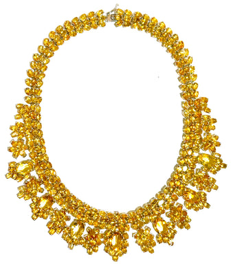 Sterling Silver Citrine Cluster Collar Necklace