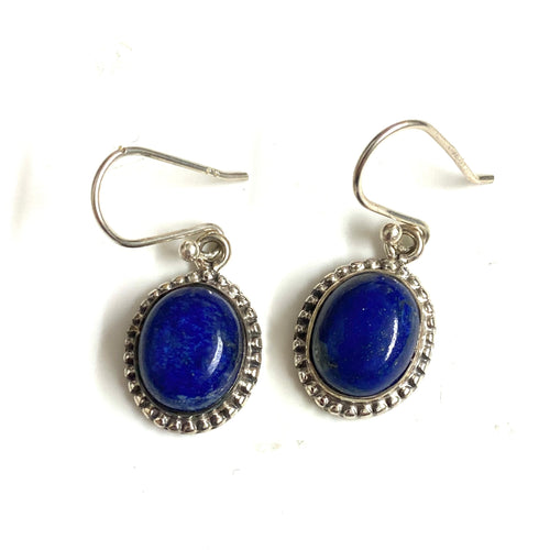 Engraved Sterling Silver and Lapis Lazuli Earrings