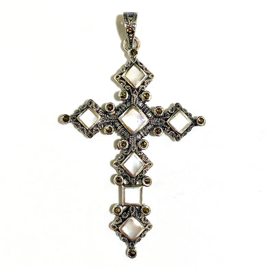 Sterling Silver Mother of Pearl Cross Pendant