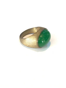 Sterling Silver Cabochon Green Onyx Ring