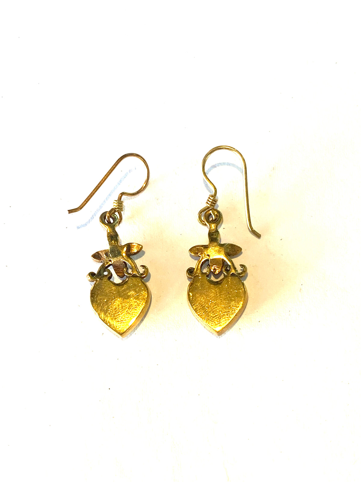 Brass Mother of Pearl Heart Earrings