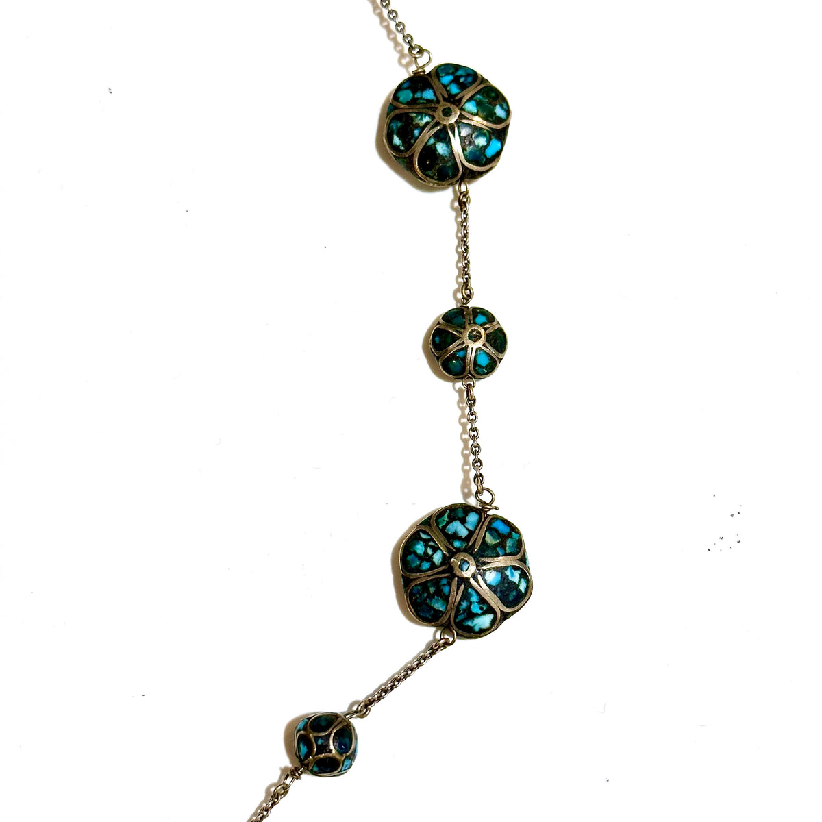 Navaho Native American Turquoise and Silver Necklace