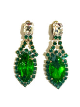 Green Crystal Clip On Earrings