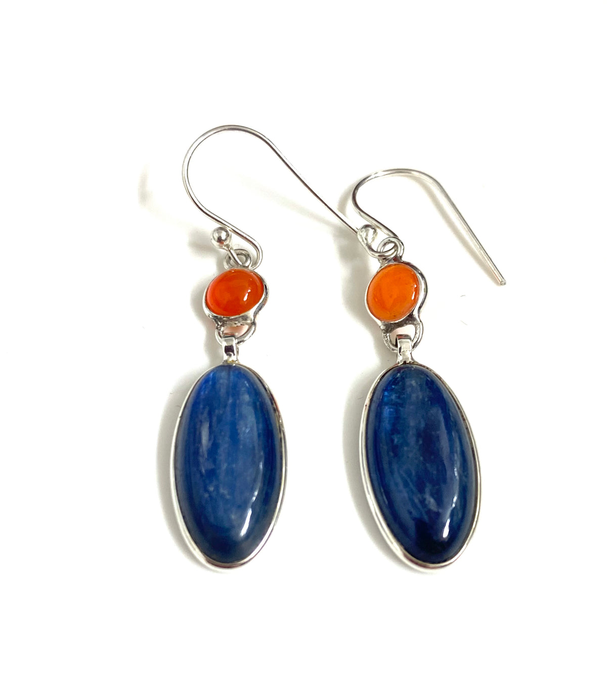 Sterling Silver Kyanite and Carnelian Earrings