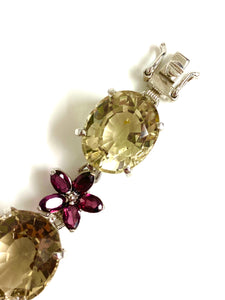 Sterling Silver Citrine and Garnet Bracelet