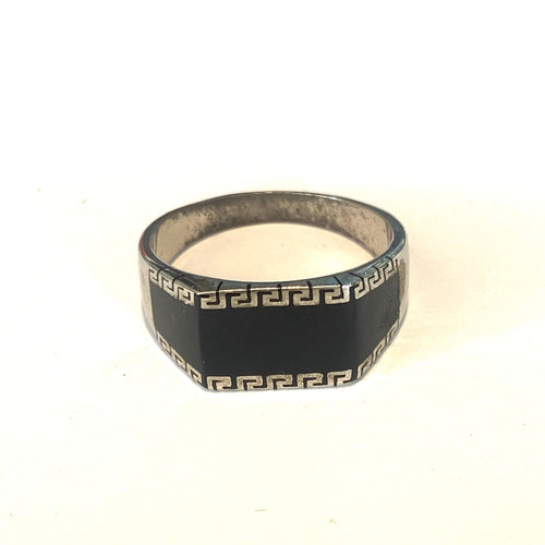 Sterling Silver Black Enamel Ring