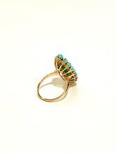 9ct Rose Gold Turquoise and Jadiete Ring