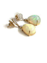 9ct Gold Diamond and Solid Opal Earrings