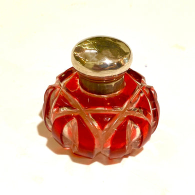 Sterling Silver Red Glass Perfume Bottle