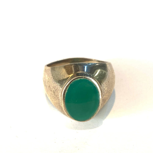 Sterling Silver Green Onyx Ring with Thick Band