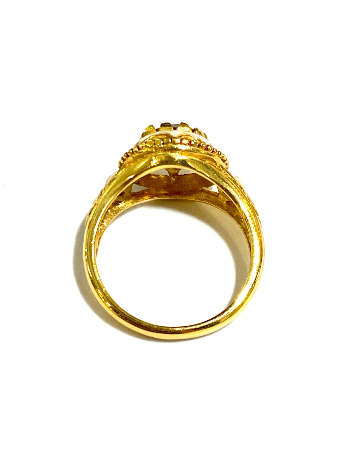 Brass Enamel and Gemstone Ring