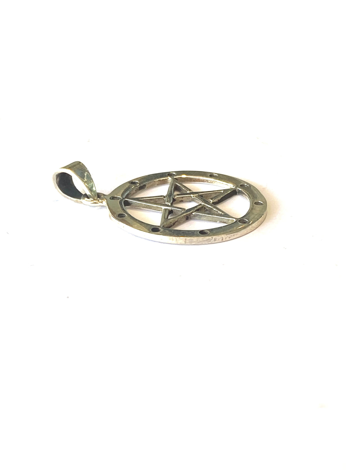 Sterling Silver Wiccan Pentagram in Circle Pendant