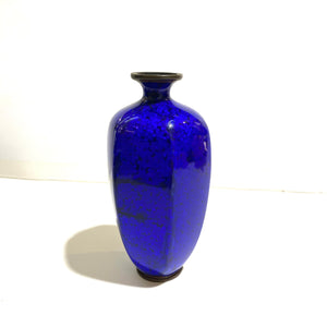 Antique Blue Floral Enamel Vase