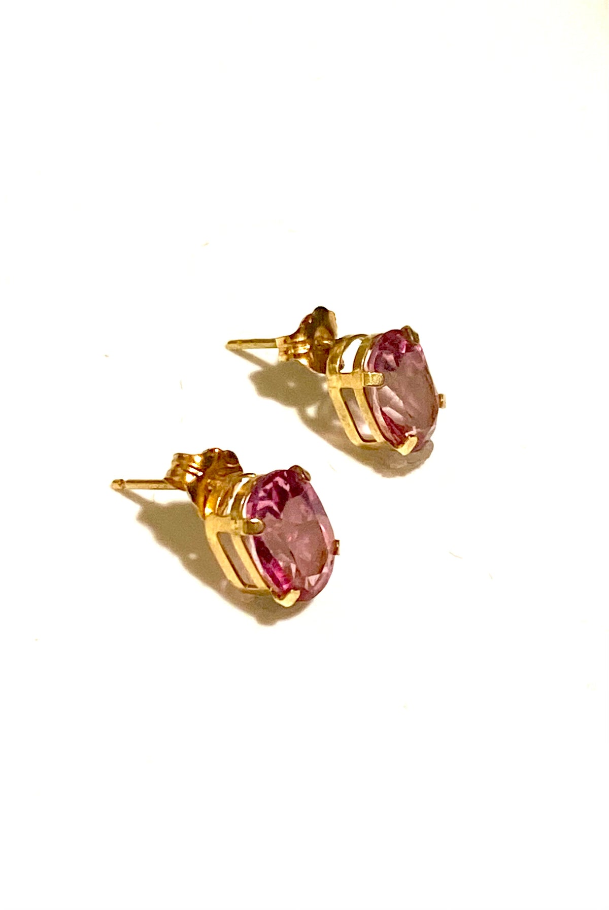 14ct Gold Pink Tourmaline Stud Earrings