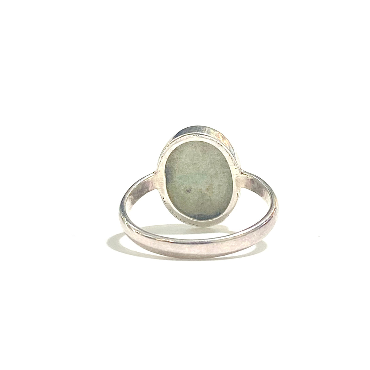 Sterling Silver White Round Opal Ring